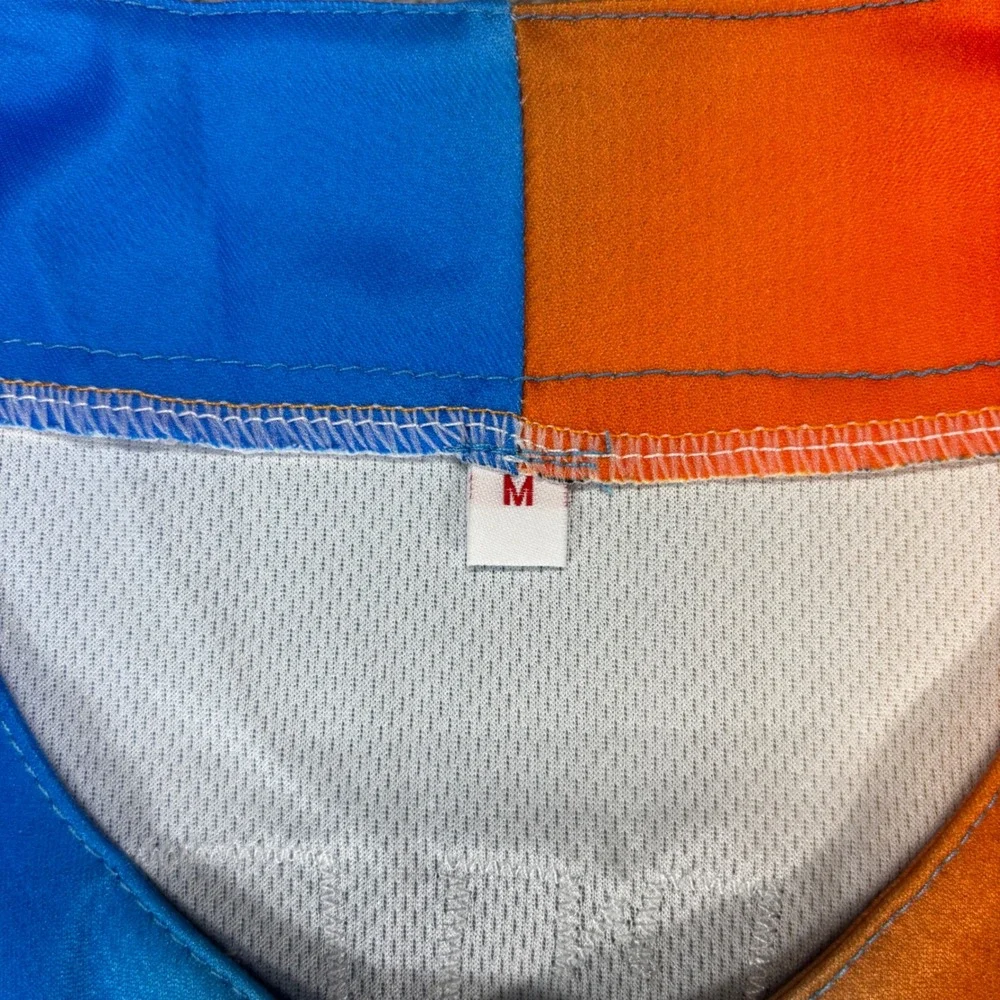 Unbranded Baseball Jersey Mens Size M Blue Orange Excellent Newbie 33 Graphic